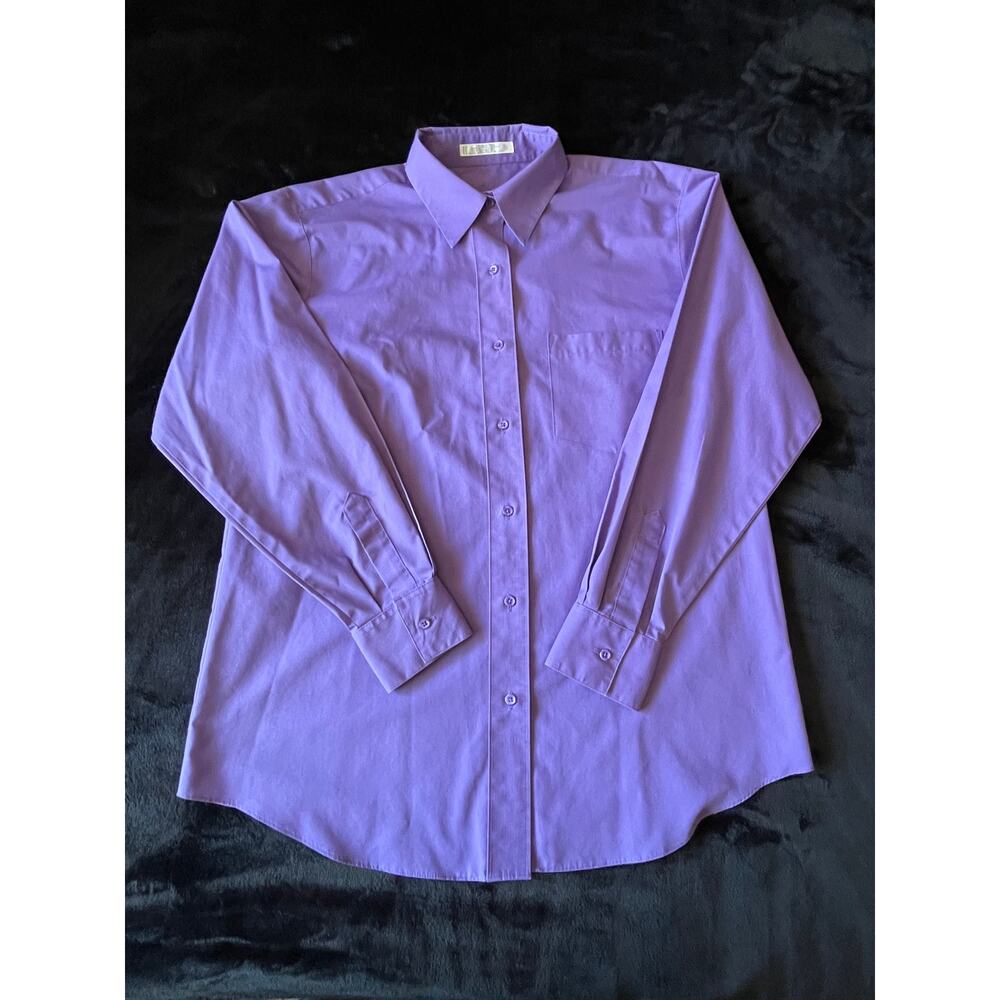 Foxcroft Women's Purple Button Front Shirt Size 10 Long Sleeve Collared Blouse